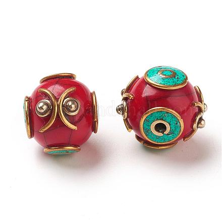 Handgemachten tibetischen Stil runde Perlen TIBEB-M023-09C-1