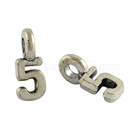Tibetan Style Alloy Number Charms TIBEP-2276-AS-RS-1