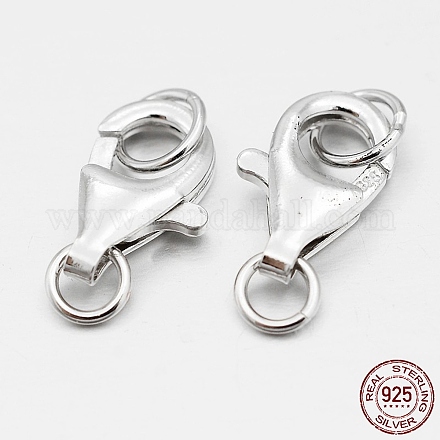 Rhodium Plated 925 Sterling Silver Lobster Claw Clasps STER-O015-E-04-1