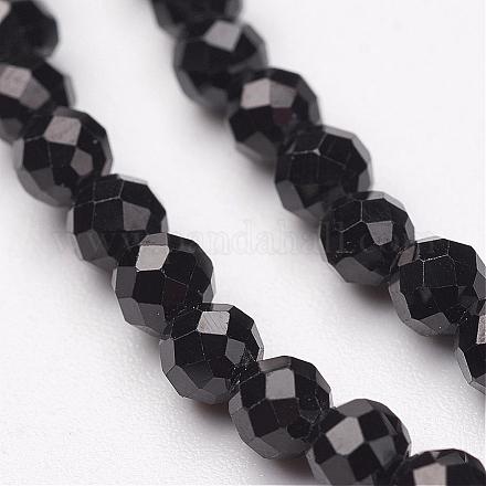 Spinelle naturel noir brins de perles G-P213-13-4mm-1