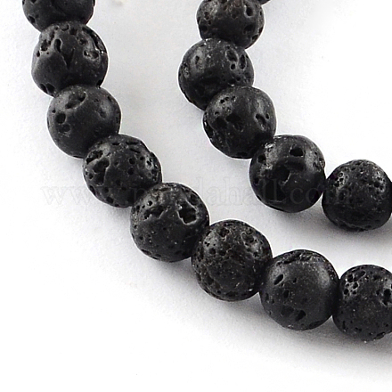 Brins de perles rondes en pierre de lave teinte naturelle G-R293-03-1