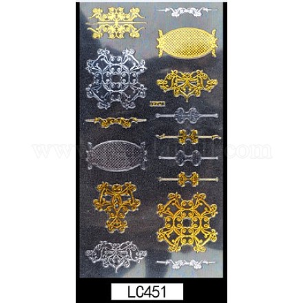 ネイルステッカーデカール  水転写  3dフラワーデザイン  ネイルチップの装飾用  ゴールデン＆シルバー  11.5x5.5cm MRMJ-TA0004-B02-1
