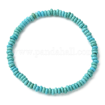 Bracelets extensibles en perles rondes plates turquoise synthétiques pour femmes BJEW-JB09717-07-1