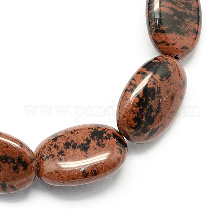 Плоский овал драгоценный камень натурального красного дерева камень обсидианбусы нити оптом - Ru.Pandahall.com