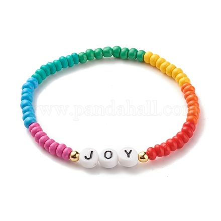 Bracelets extensibles word joy BJEW-JB07524-01-1