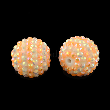 Perles rondes en strass en résine de couleur AB RESI-S313-16x18-02-1