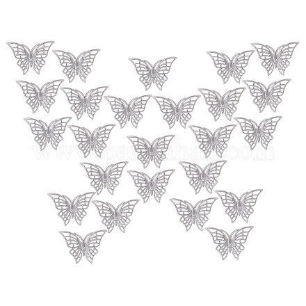 Ahademaker アイアンディスプレイデコレーション200個。  金属製の中空の蝶の飾り  プラチナ  27x39x0.5mm IFIN-GA0001-56-1