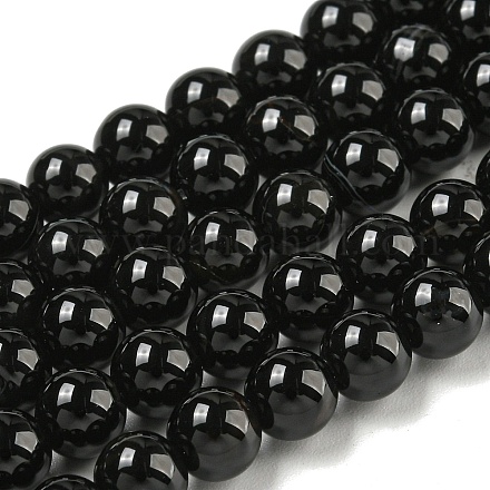 Hebras de cuentas redondas de ónix negro natural G-R198-6mm-1