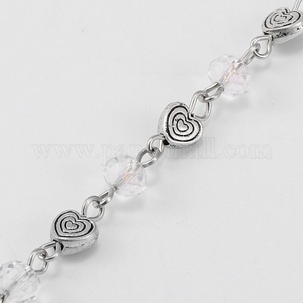 Handmade Rondelle Glass Beads Chains for Necklaces Bracelets Making AJEW-JB00078-01-1