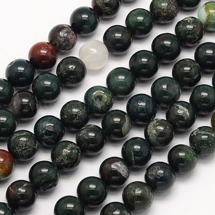 Chapelets de perles en pierre de sang naturelle G-N0166-04-6mm-1