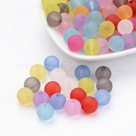 10 mm gemischten Runde transparent gefrostetem Acryl Ball Perlen X-FACR-R021-10mm-M-1