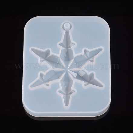 Moldes colgantes de silicona de fundición de resina de copo de nieve navideño DIY-WH0162-57-1
