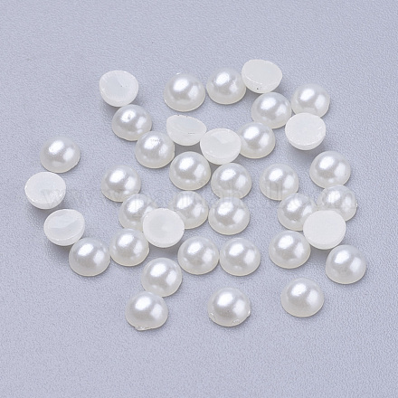Half Round Domed Imitated Pearl Acrylic Cabochons OACR-H001-3-1
