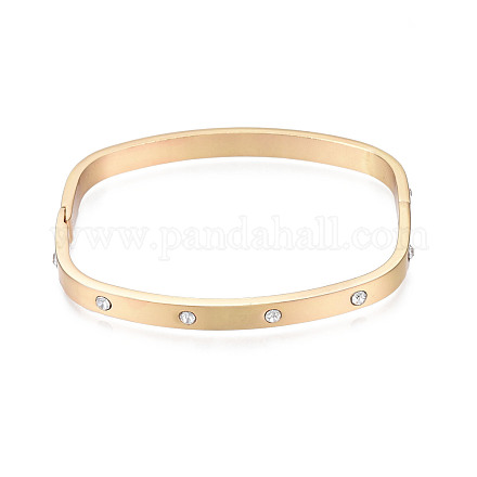 Bracelet à charnière rectangle en laiton avec strass en cristal pour femme BJEW-S118-125G-1