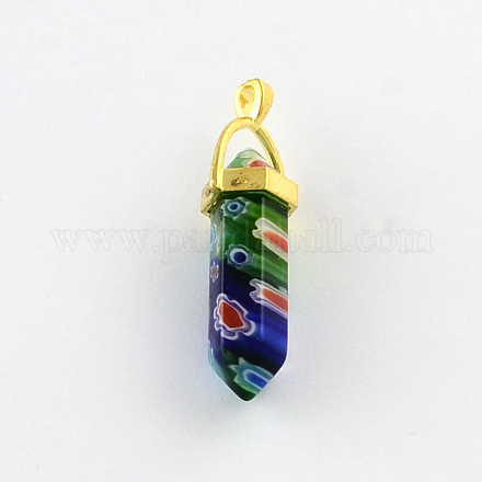 Millefiori Glass Pendants with Alloy Findings LK-R008-03G-1