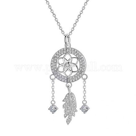 925 подвесные стерлингового серебра ожерелья NJEW-BB48047-A-1