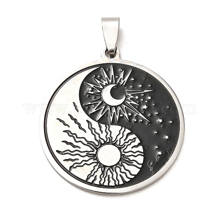 304 colgante yin yang con sol y luna esmaltado de acero inoxidable STAS-XCP0001-77-1