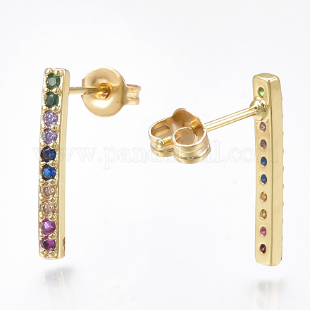 Brass Micro Pave Cubic Zirconia Ear Studs EJEW-S201-43-1