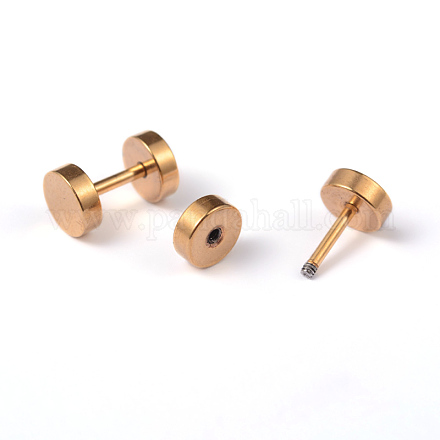 Flat Round 304 Stainless Steel Barbell Cartilage Earrings EJEW-L164-04G-1