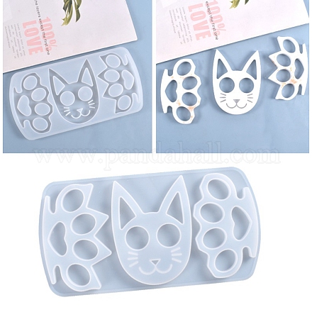 Moldes de silicona de llavero de autodefensa con forma de gato y pata X-DIY-P006-30-1