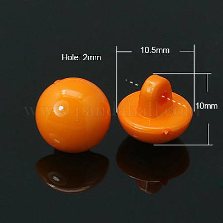 アクリルシャンクボタン  不透明なアクリルボタンビーズ  半円  オレンジ  直径試合10.5mm  厚さ10mm  穴：2mm  約1350個/500g SACR-530-06-1