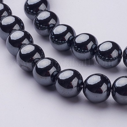 1 brin de grade AAa non-magnétiques hématite synthétique perles rondes brins X-G-H1623-10mm-1-1