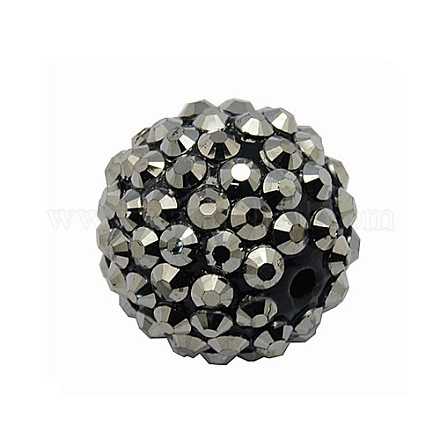 Chunky Resin Rhinestone Bubblegum Ball Beads X-RESI-A001-4-1