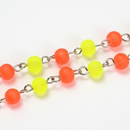 Helado transparentes redondas cadenas de abalorios de vidrio para collares pulseras hacer AJEW-JB00104-06-1