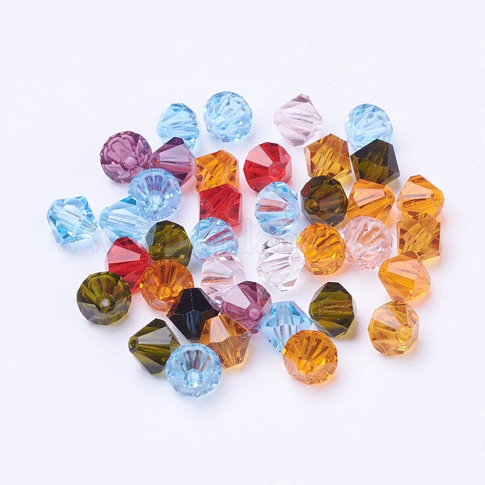 Lot De 85 Perles Tchèques Cristal De Bohême 6mm Ronde à Facettes Jaune Opaque - Perles Verre Pour Bijoux