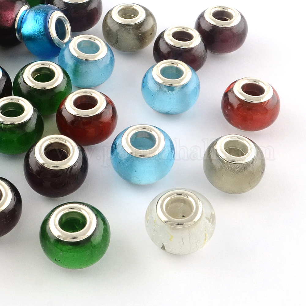 Wholesale Handmade Silver Foil Glass European Beads - Pandahall.com