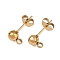 304 Stainless Steel Stud Earring Findings, with Loop, Ion Plating(IP), Round, Golden, 5mm, Hole: 1.8mm, Pin: 11x1mm