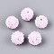 Handmade Polymer Clay Rhinestone and Resin Beads, Round with Butterfly, Pearl Pink, 18~19mm, Hole: 1.8~2mm