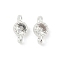 Brass Cubic Zirconia Flat Round Connector Charms, Rack Plating, Long-Lasting Plated, Platinum, Clear, 9x4.5~5x3mm, Hole: 1mm