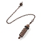 Brass Dowsing Pendulum Big Pointed Bullet Pendants, with Lobster Claw Clasps and Chain, Rack Plating, Red Copper, 236mm, Hole: 1.8mm
