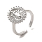 Brass Micro Pave Cubic Zirconia Open Rings, Platinum, Inner Diameter: 18mm