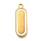 304 Stainless Steel Pendants, Oval Charms, with Black Plastic Imitation Shell, Ion Plating(IP), Golden, 18.5x6.5x1.3mm, Hole: 1.6mm