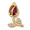 Brass Micro Pave Cubic Zirconia Pendants, Rack Plating, Flower, Long-Lasting Plated, Cadmium Free & Lead Free, Real 18K Gold Plated, 19.5x15x5mm, Hole: 1.4mm