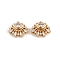 Brass Micro Pave Cubic Zirconia Beads, Flower, Real 18K Gold Plated, 11.5x14.5x6mm, Hole: 1.5mm