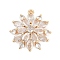 Brass Pendants, Snowflake Charms, with Glass, Real 18K Gold Plated, 21x19x5.5mm, Hole: 1.2mm