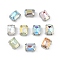 Brass Glass Rhinestone Sew on Rhinestones, Rectangle, Faceted, Mixed Color, Platinum, 8x6x5mm, Hole: 0.8mm