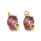 Oval Brass Micro Pave Cubic Zirconia Pendants, with Jump Ring and Glass Rhinestone, Rack Plating, Real 18K Gold Plated, Lead Free & Cadmium Free, Long-Lasting Plated, Old Rose, 13.5x10.5x7mm, Hole: 3.3mm