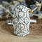 Retro Brass & Cubic Zirconia Finger Rings, Clear, 21x13mm,US Size 6(16.5mm)