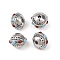 Brass Beads, with Enamel, Rondelle, Platinum, 11x9mm, Hole: 2mm