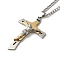 Cross with Jesus Pendant Necklaces, 304 Stainless Steel Curb Chain Necklaces, Golden & Stainless Steel Color, 23.62 inch(60cm)