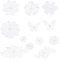12Pcs 12 Style Flower/Butterfly Polyester Embroidery Sew on Clothing Patches, with Plastic Imitation Beads, Organza Applique, Sewing Craft Decoration, Mixed Patterns, 34~130x34~100x0.5~2mm, 1pc/style