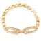 Golden Brass Micro Pave Cubic Zirconia Link Bracelets, Oval, 7-1/8 inch(18cm), Link: 25x10x4mm