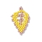 Seed Beads Beaded Charms, Leaf Pendants, Gold, 36x19x2mm, Hole: 0.6mm