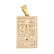 Brass with Cubic Zirconia Pendants, Rectangle with Tree, Real 18K Gold Plated, 21.5x12.5x2mm, Hole: 5.5x3mm