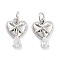 Brass with Clear Cubic Zirconia Charms, with Jump Ring, Heart with Teardrop Charms, Platinum, 14x10x4mm, Hole: 3mm