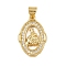 Brass Micro Pave Cubic Zirconia Pendants, Religion, Oval, Real 18K Gold Plated, 21.5x14x2.5mm, Hole: 4.5x3.5mm